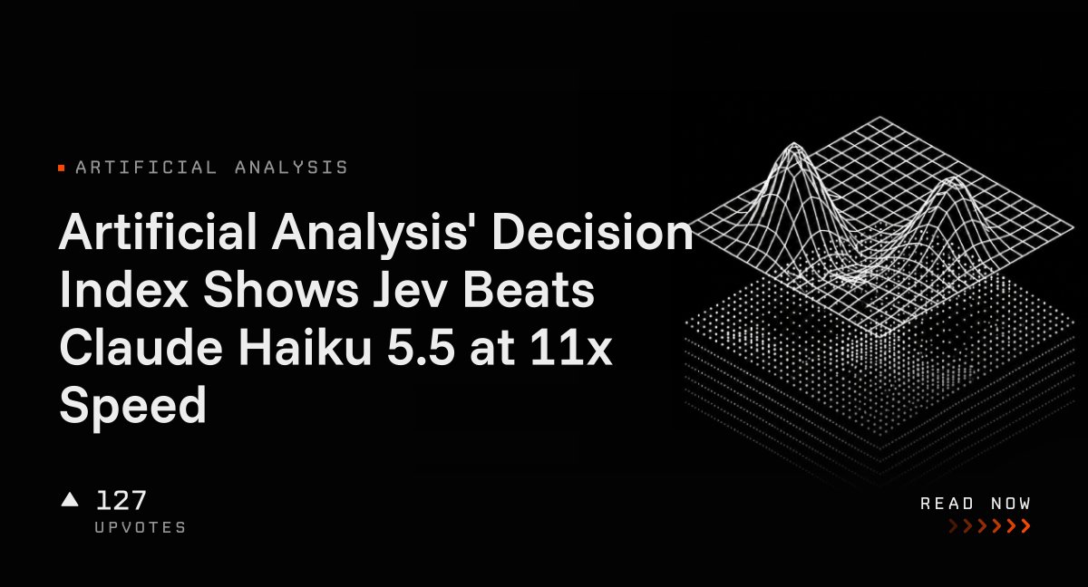 Artificial Analysis' Decision Index Shows Jev Beats Claude Haiku 5.5 at 11x Speed