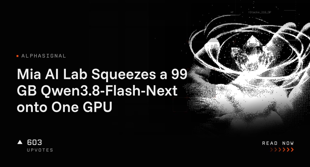 Mia AI Lab Squeezes a 99 GB Qwen3.8-Flash-Next onto One GPU