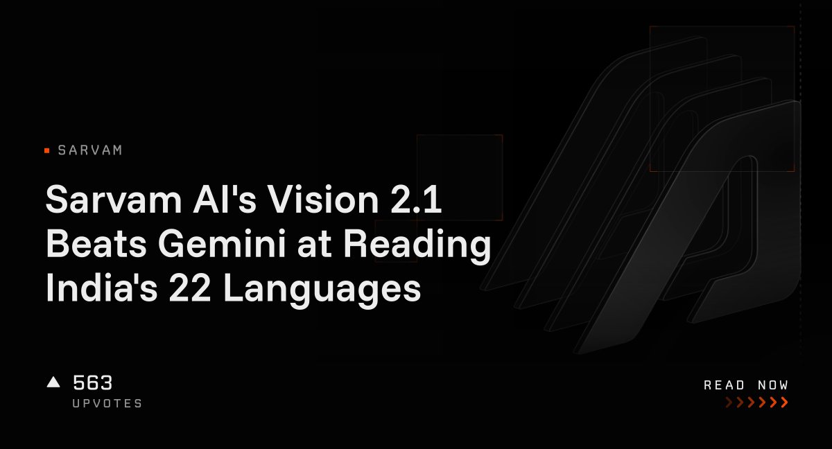 Sarvam AI's Vision 2.1 Beats Gemini at Reading India's 22 Languages