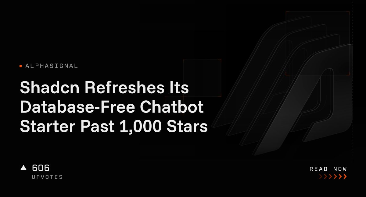 Shadcn Refreshes Its Database-Free Chatbot Starter Past 1,000 Stars