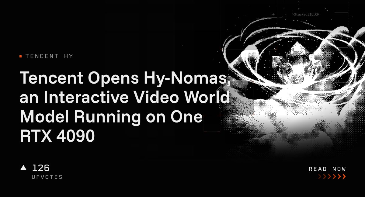 Tencent Opens Hy-Nomas, an Interactive Video World Model Running on One RTX 4090