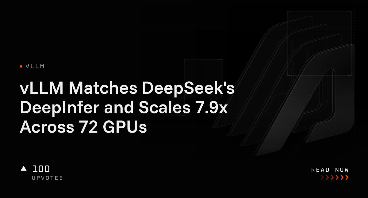 vLLM Matches DeepSeek's DeepInfer and Scales 7.9x Across 72 GPUs